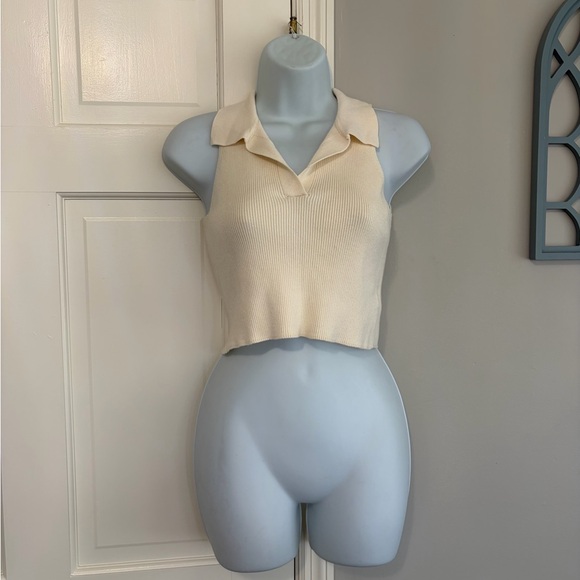 Sincerly Jules Tops - Sincerely Jules Cream Collared Crop Top